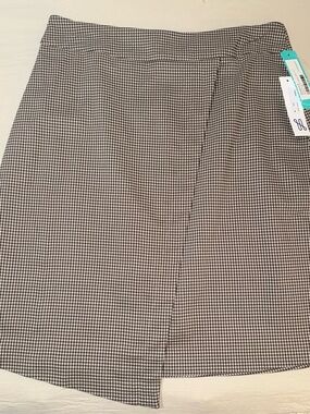 Brown Mini Wrap Skirt with Subtle Check